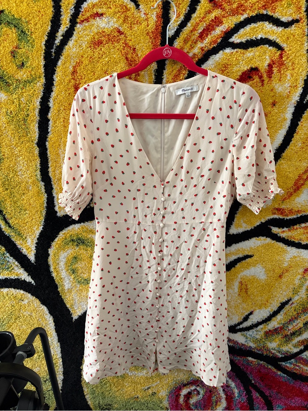 Madewell Cream Mini Dress with Red Dot Print